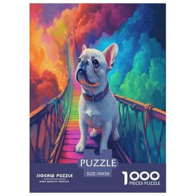 Französischer Bullhund Puzzles 1000 Teile Schwer Puzzle Spielzeug Pädagogisches Spiel Impossible Herausforderung Spielzeug Für Erwachsene Und Kinder in Bewährter 70x50cm/1000pcs von ChengzeTCo